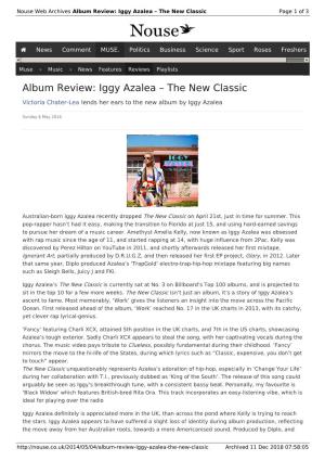 Album Review: Iggy Azalea – the New Classic | Nouse