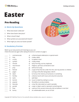 Easter – Holidays & Events – ESL Library