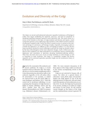 Evolution and Diversity of the Golgi