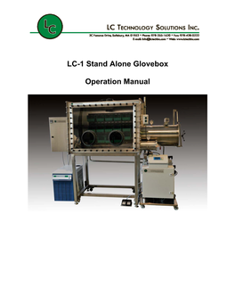 LC-1 Stand Alone Glovebox Operation Manual
