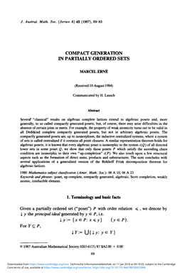 Compact Generation in Partially Ordered Sets Marcel Erne