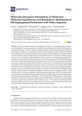Molecular Dynamics Simulations of Molecular Diffusion Equilibrium and Breakdown Mechanism of Oil-Impregnated Pressboard with Water Impurity