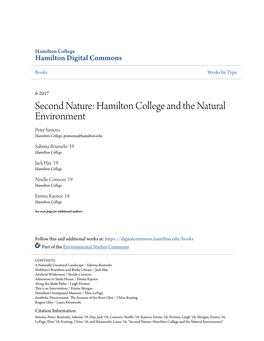 Second Nature: Hamilton College and the Natural Environment Peter Simons Hamilton College, Psimons@Hamilton.Edu