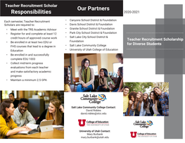 Teacher Recruitment Scholar Our Partners Responsibilities 2020-2021