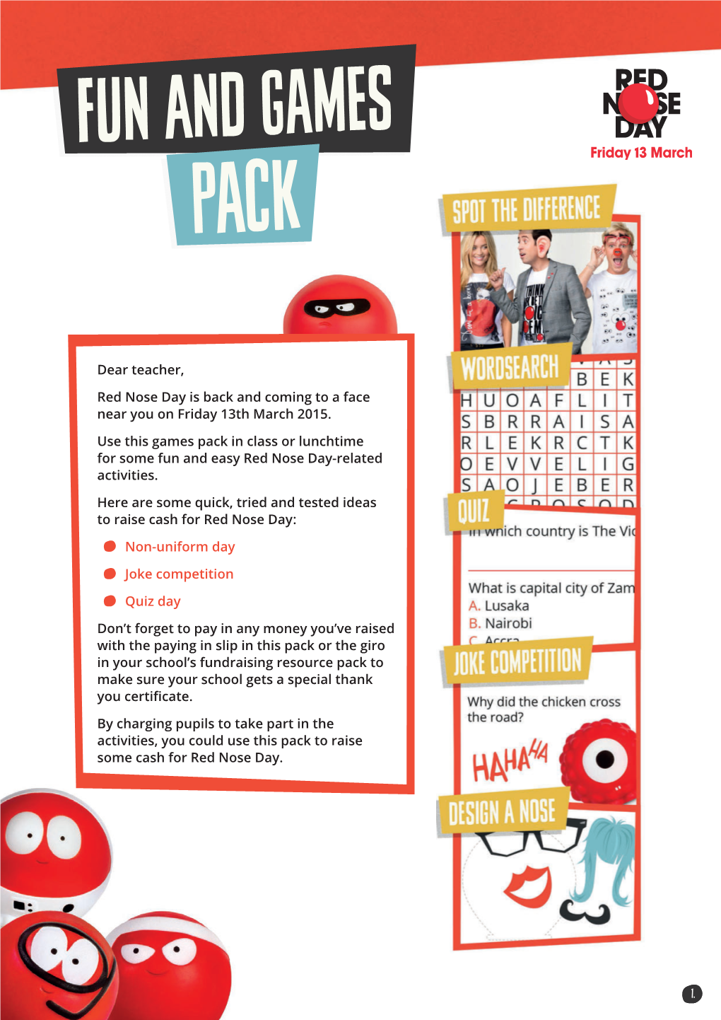 Dear Teacher, Red Nose Day Is Back and Coming