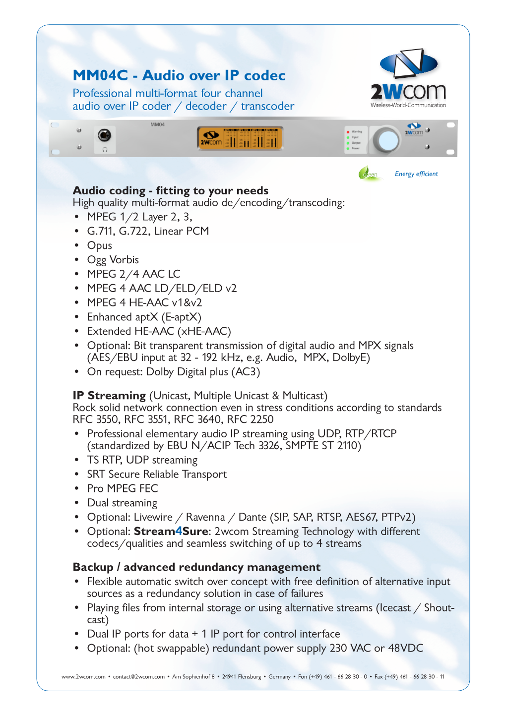 Audio Over IP Codec Professional Multi-Format Four Channel Audio Over IP Coder / Decoder / Transcoder