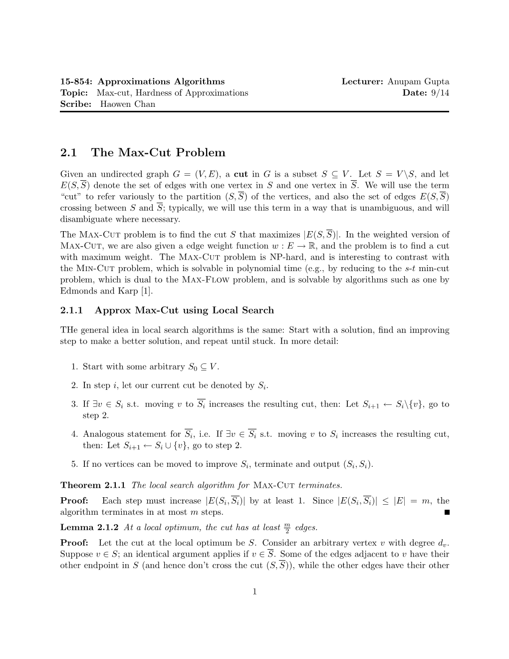 2.1 the Max-Cut Problem