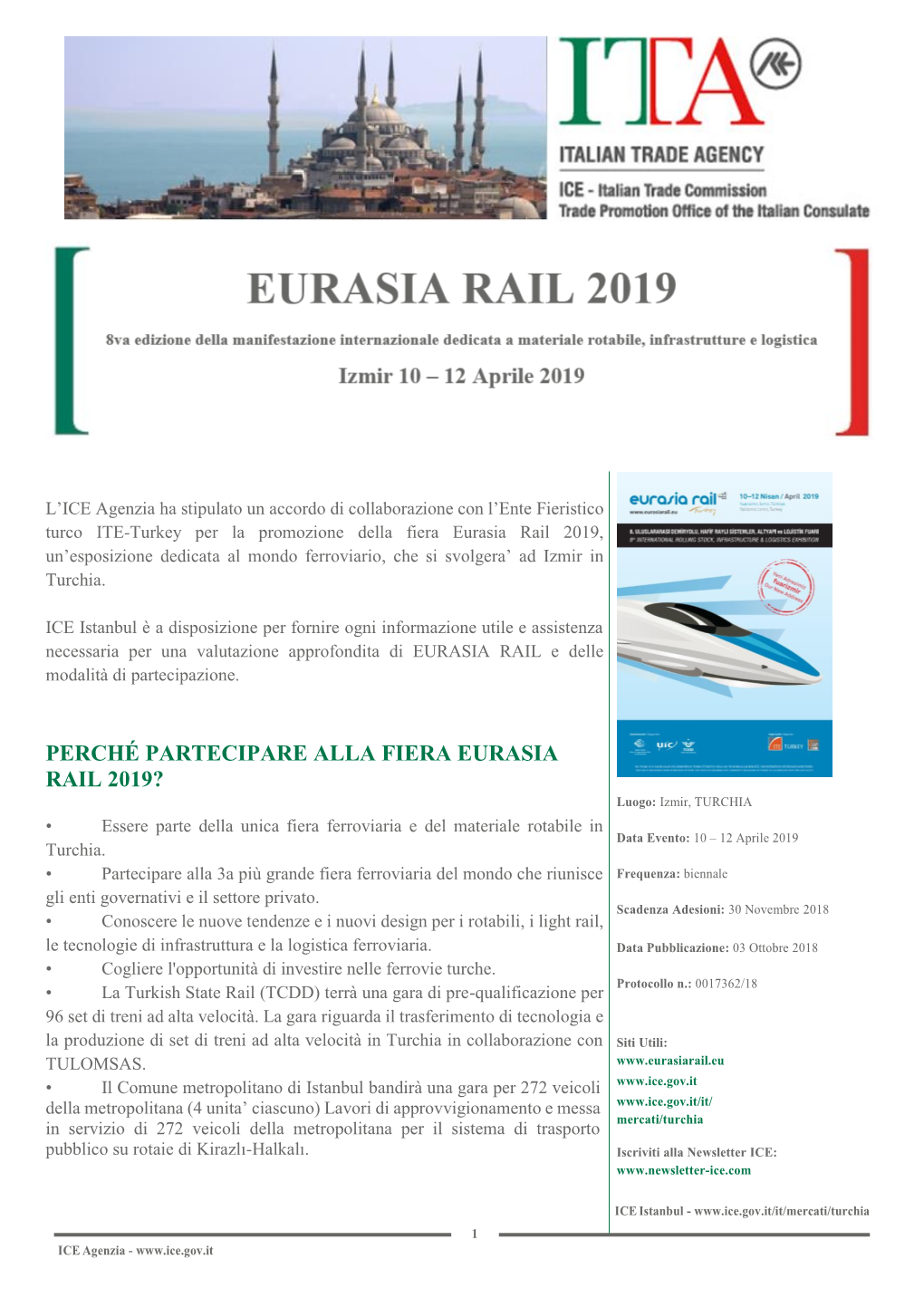 Perché Partecipare Alla Fiera Eurasia Rail 2019?