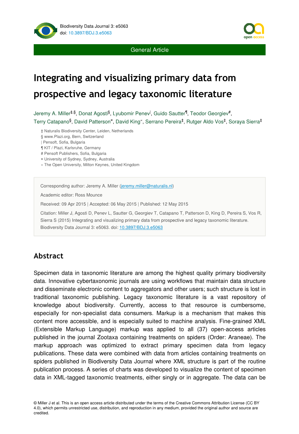 Integrating and Visualizing Primary Data from Prospective and Legacy Taxonomic Literature