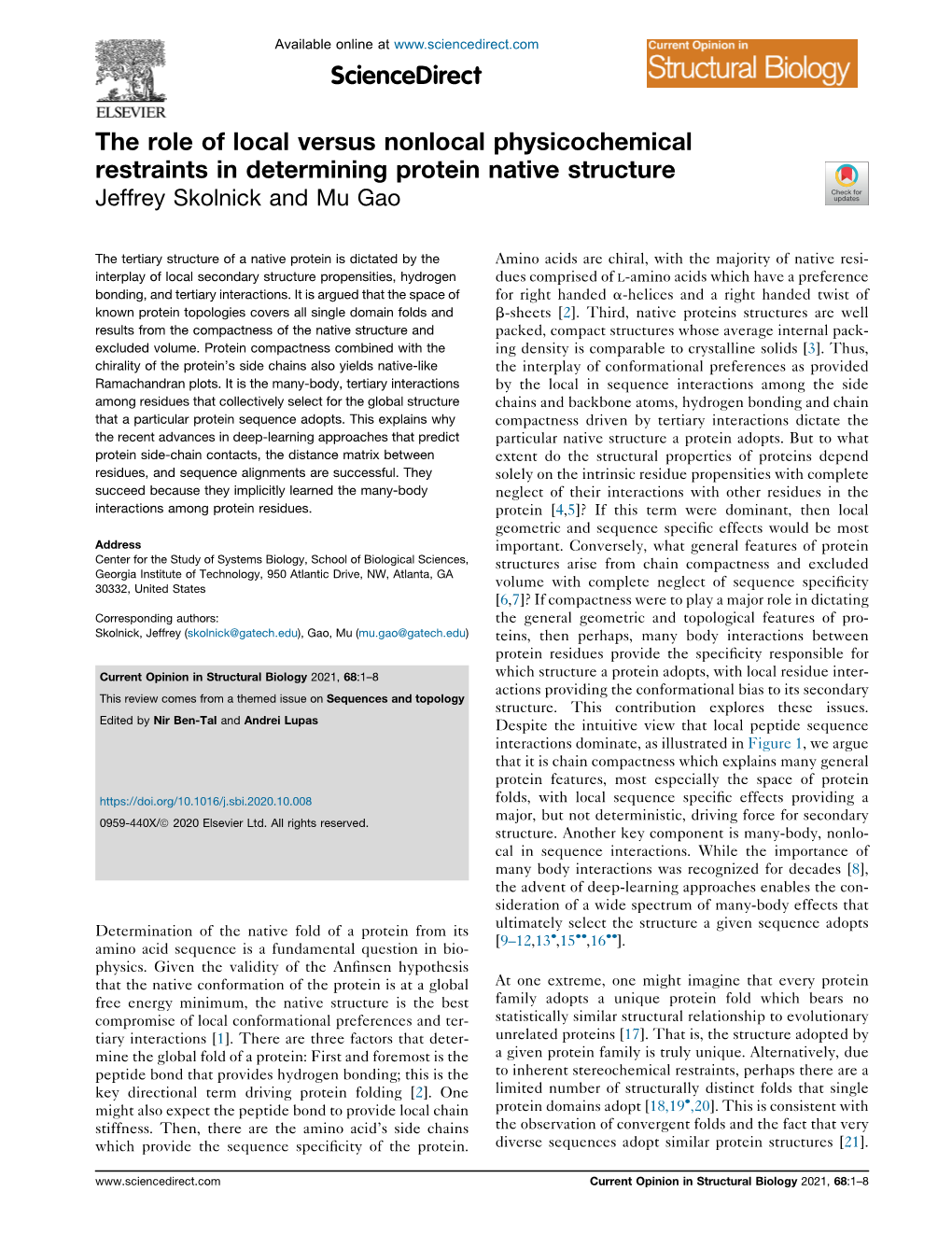 The Role of Local Versus Nonlocal Physicochemical Restraints in Determining Protein Native Structure