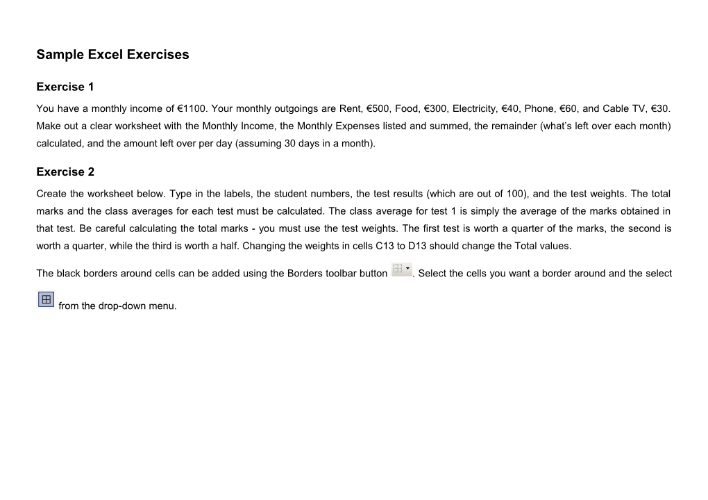 Sample Excel Exercises