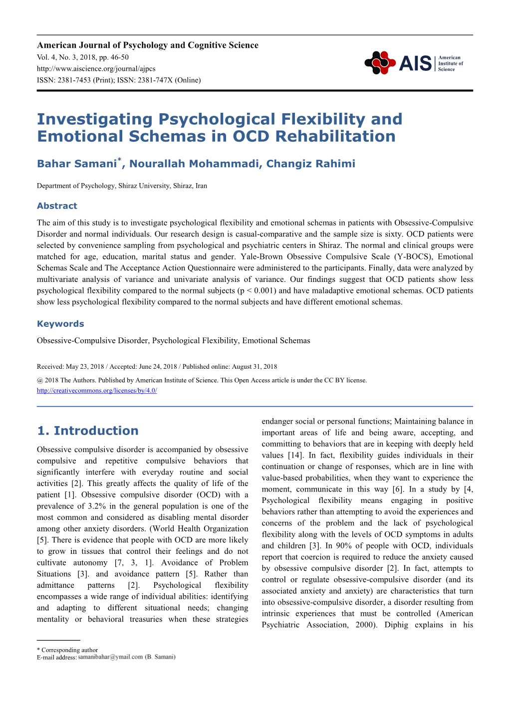 Investigating Psychological Flexibility and Emotional Schemas in OCD Rehabilitation