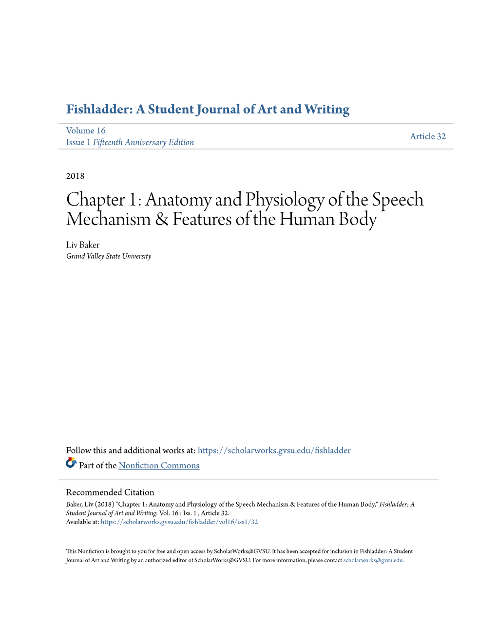 Chapter 1: Anatomy and Physiology of the Speech Mechanism & Features