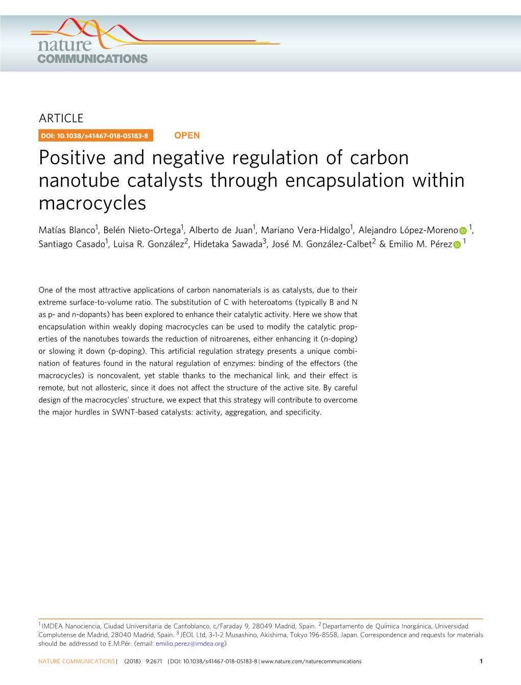 Positive and Negative Regulation of Carbon Nanotube Catalysts Through Encapsulation Within Macrocycles