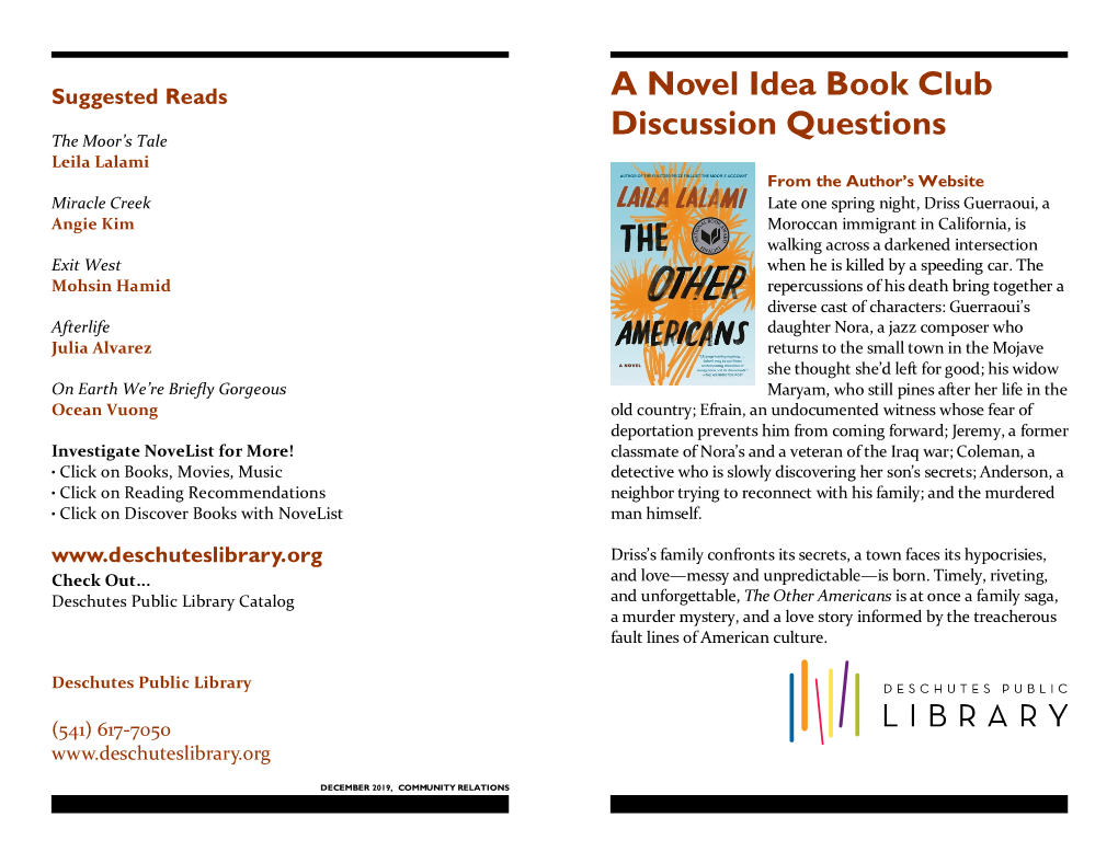 A Novel Idea Book Club Discussion Questions