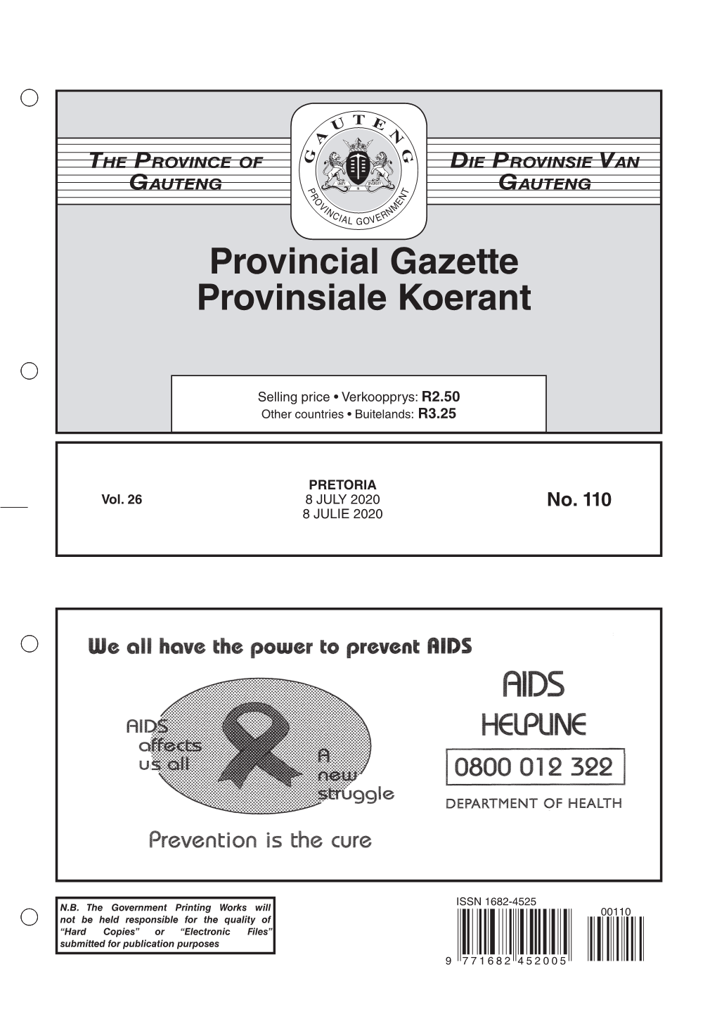 Provincial Gazette Provinsiale Koerant