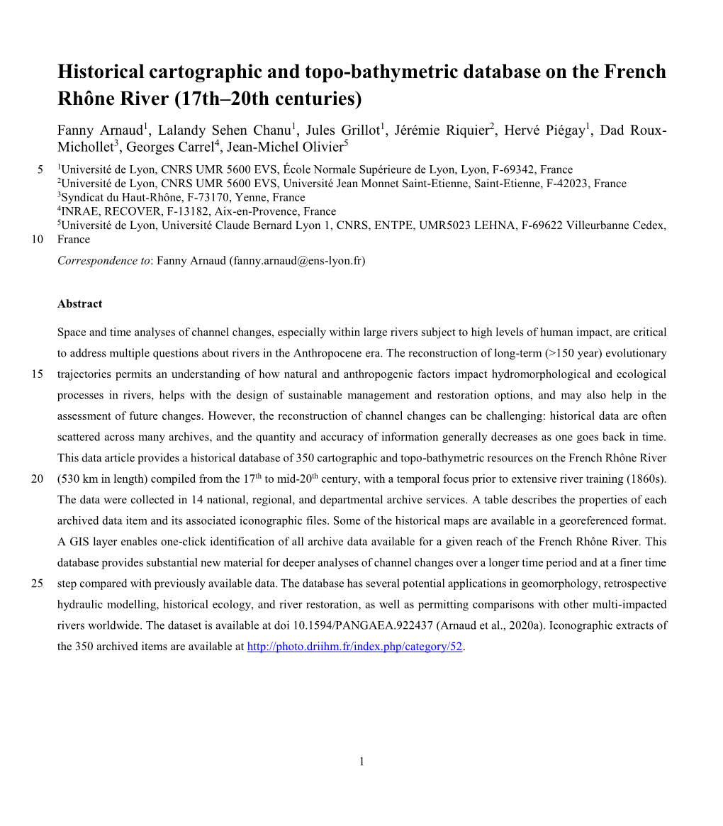 Historical Cartographic and Topo-Bathymetric Database