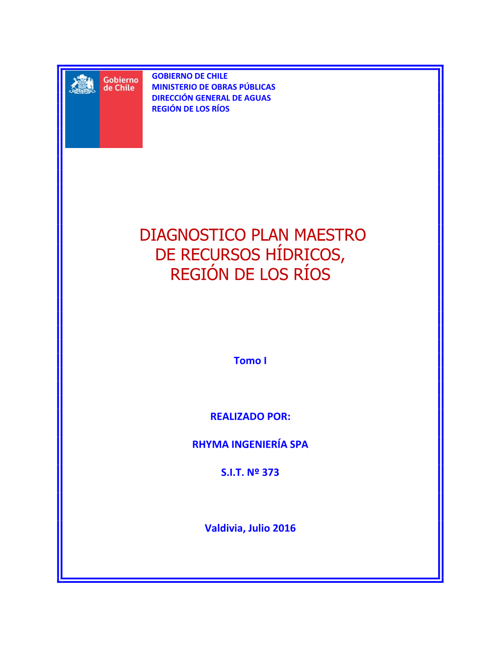 Diagnostico Plan Maestro De Recursos Hídricos, Región De Los Ríos