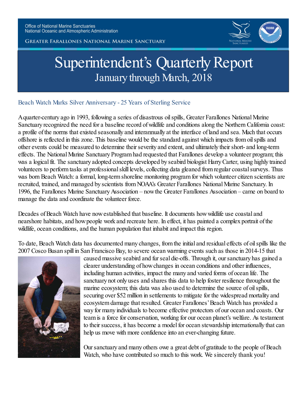 Superintendent's Quarterly Report