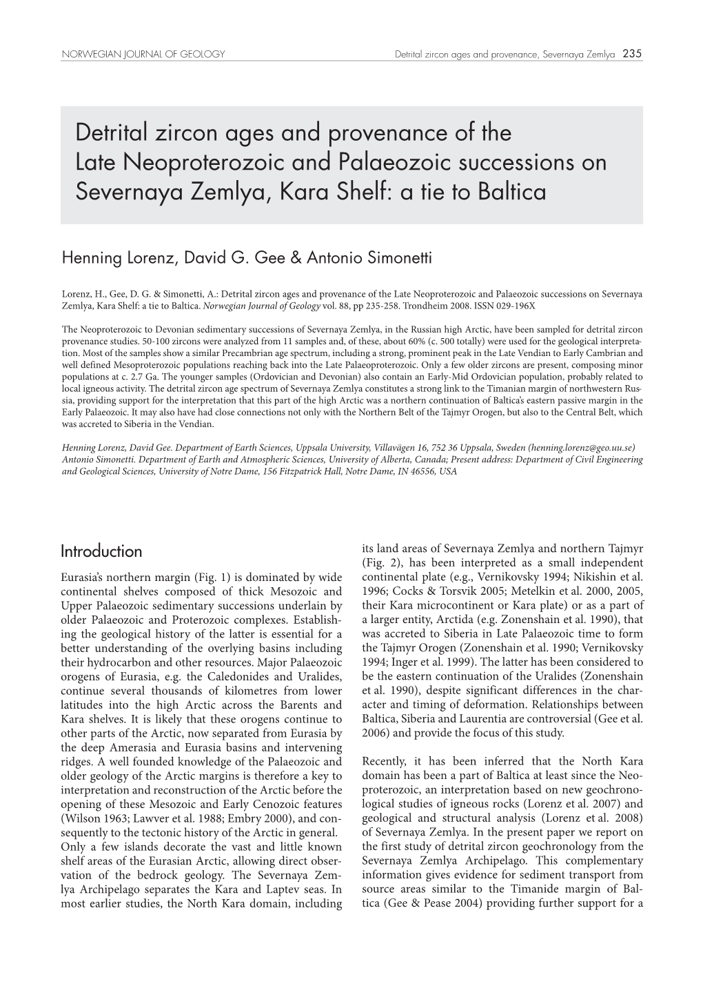 Detrital Zircon Ages and Provenance of the Late Neoproterozoic and Palaeozoic Successions on Severnaya Zemlya, Kara Shelf: a Tie to Baltica