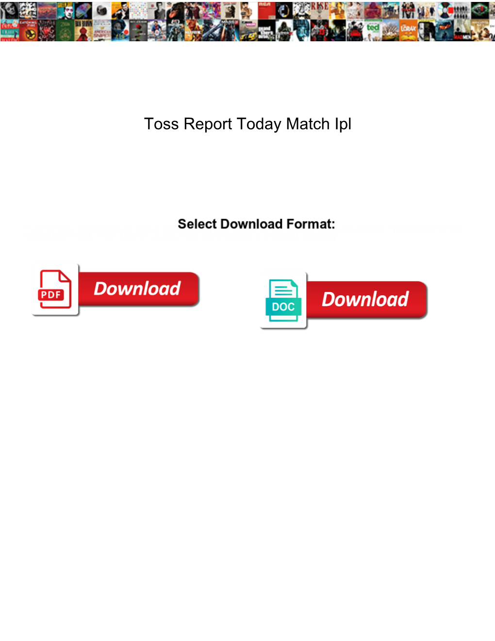 Toss Report Today Match Ipl