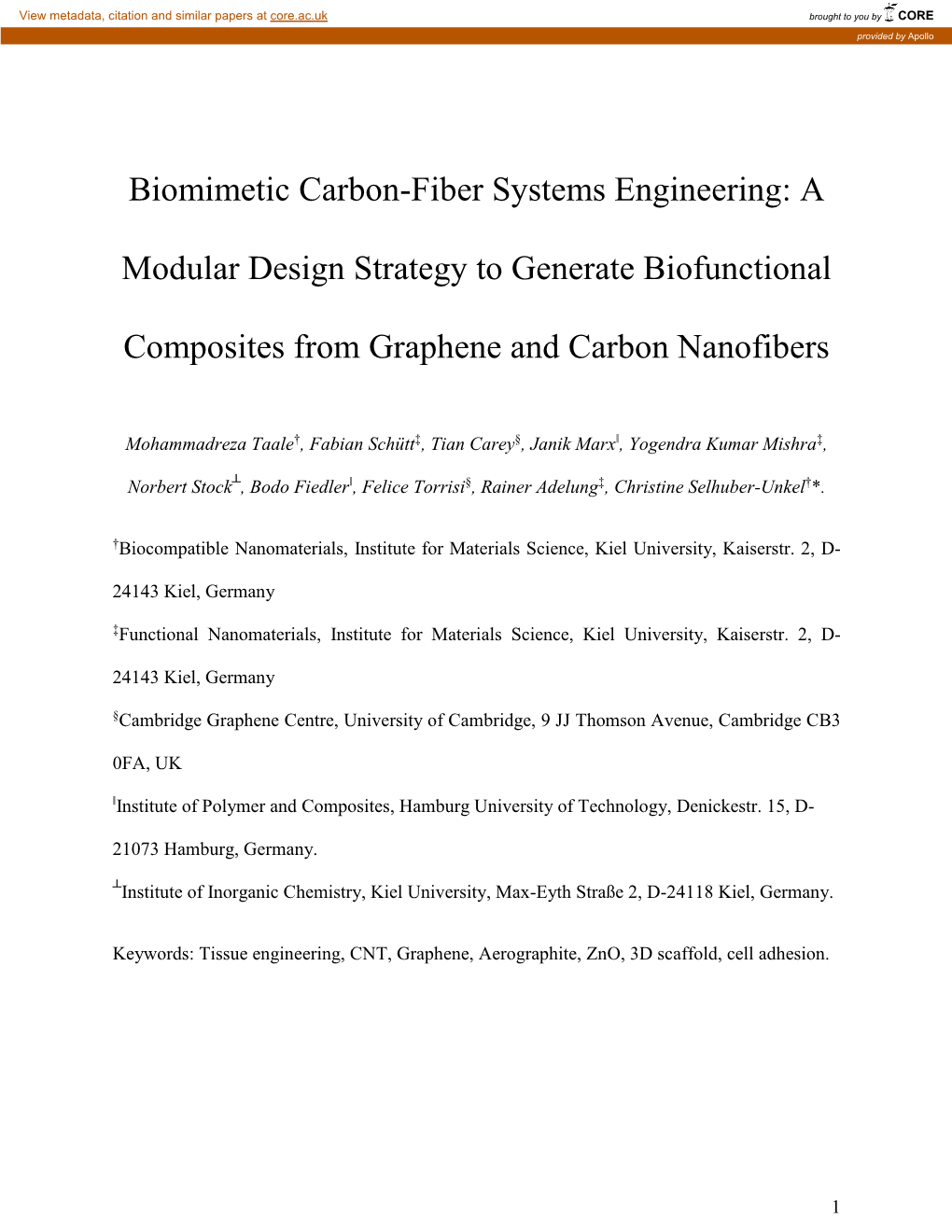 Biomimetic Carbon-Fiber Systems Engineering: a Modular Design