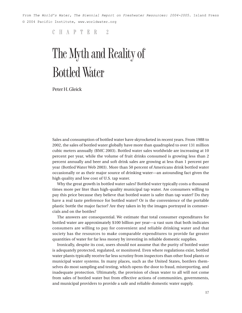 CHAPTER 2 Themythandrealityof Bottled Water
