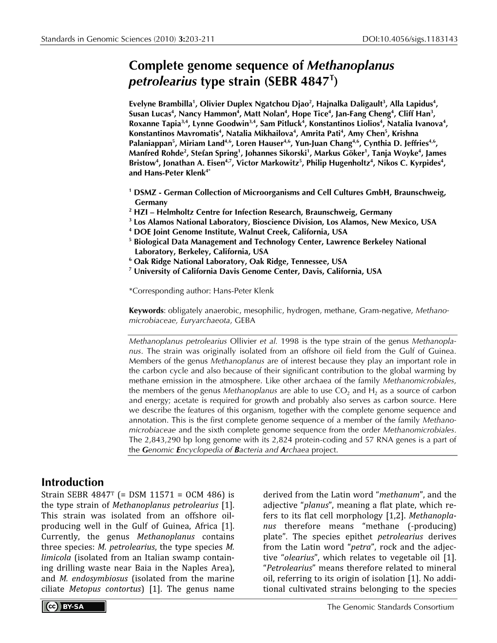 Methanoplanus Petrolearius Type Strain (SEBR 4847) M