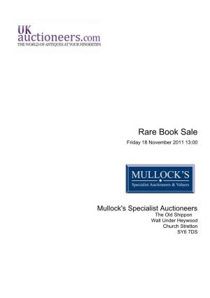 Rare Book Sale Friday 18 November 2011 13:00