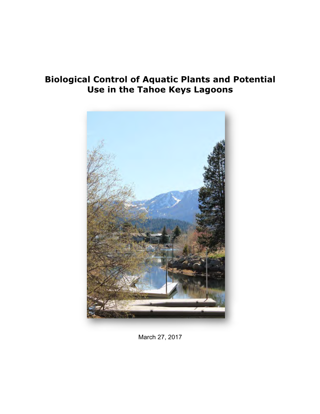 Biological Control of Aquatic Plants and Potential Use in the Tahoe Keys Lagoons