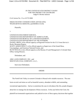 1:13-Cv-01723-RBJ Document 91 Filed 06/27/14 USDC Colorado Page 1 of 36
