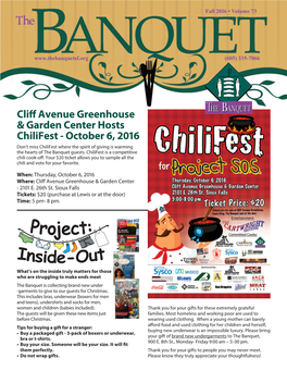 October 6, 2016 Don’T Miss Chilifest Where the Spirit of Giving Is Warming the Hearts of the Banquet Guests