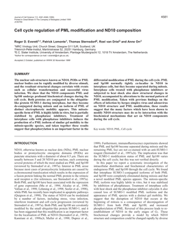 Cell Cycle Regulation of PML Modification