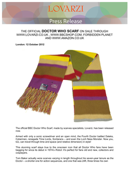 The Official Doctor Who Scarf on Sale Through , Forbidden Planet And