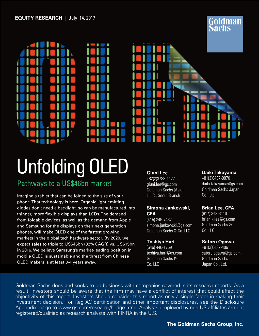 Unfolding OLED: Pathways to a US$46Bn Market