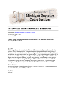 Interview with Thomas E. Brennan