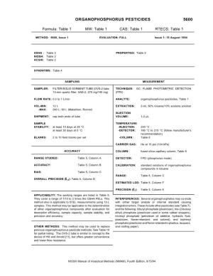 NIOSH Method 5600: Organophosphorus Pesticides