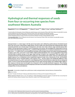 Hydrological and Thermal Responses of Seeds from Four Co-Occurring Tree Species from Southwest Western Australia