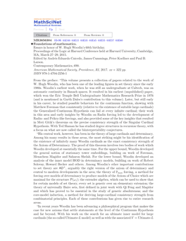 Essays in Honor of W. Hugh Woodin's 60Th Birthday. Proceedings of the Logic at Harvard Conference Held at Harvard University