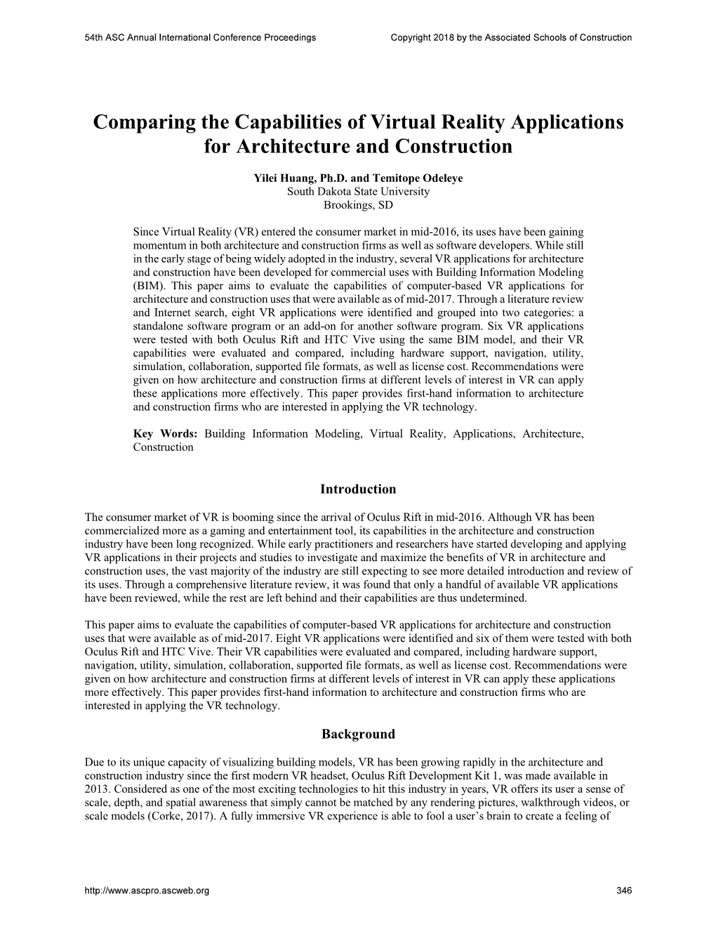 Comparing the Capabilities of Virtual Reality Applications for Architecture and Construction