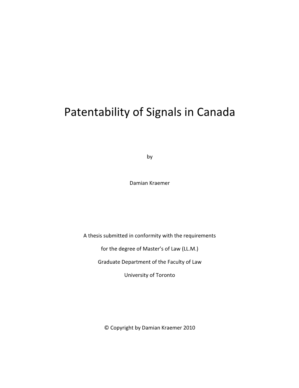 Patentability of Signals in Canada