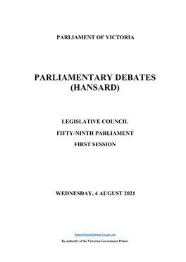 Parliament of Victoria Parliamentary Debates (Hansard)