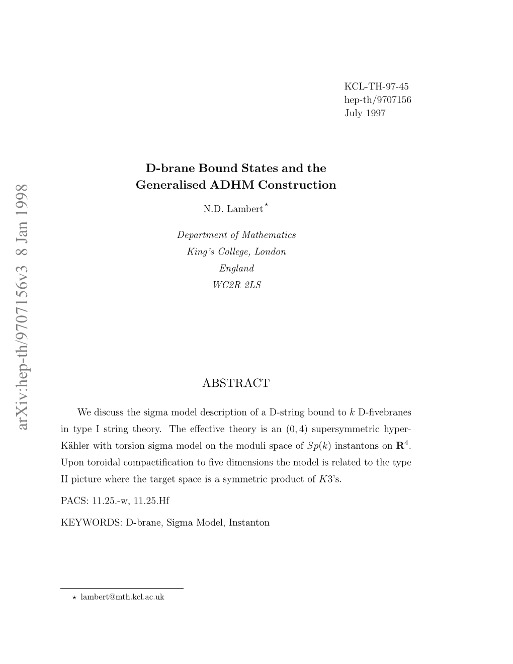 D-Brane Bound States and the Generalised ADHM Construction