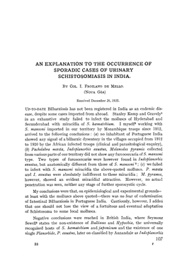 An Explanation to the Occurrence of Sporadic Cases of Urinary Schistosomiasis in India