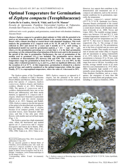 Optimal Temperature for Germination of Zephyra Compacta