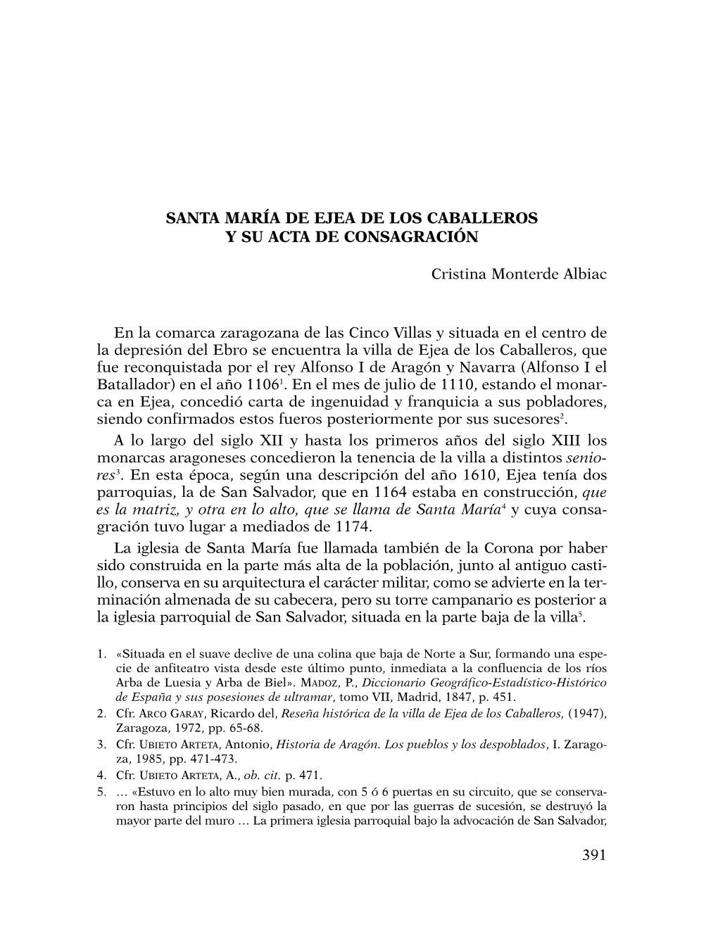 Santa María De Ejea De Los Caballeros Y Su Acta De Consagración