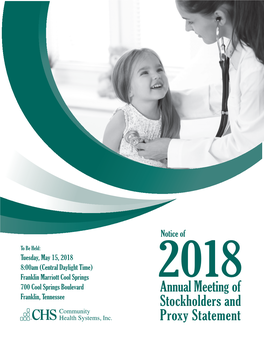 Community Health Systems, Inc. 2018 Annual Meeting