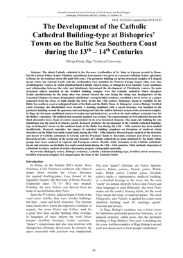 The Development of the Catholic Cathedral Building-Type at Bishoprics’ Towns on the Baltic Sea Southern Coast During the 13Th – 14Th Centuries