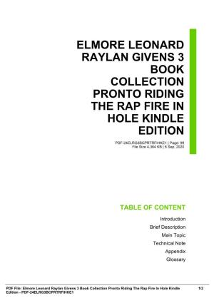 Elmore Leonard Raylan Givens 3 Book Collection Pronto Riding the Rap Fire in Hole Kindle Edition