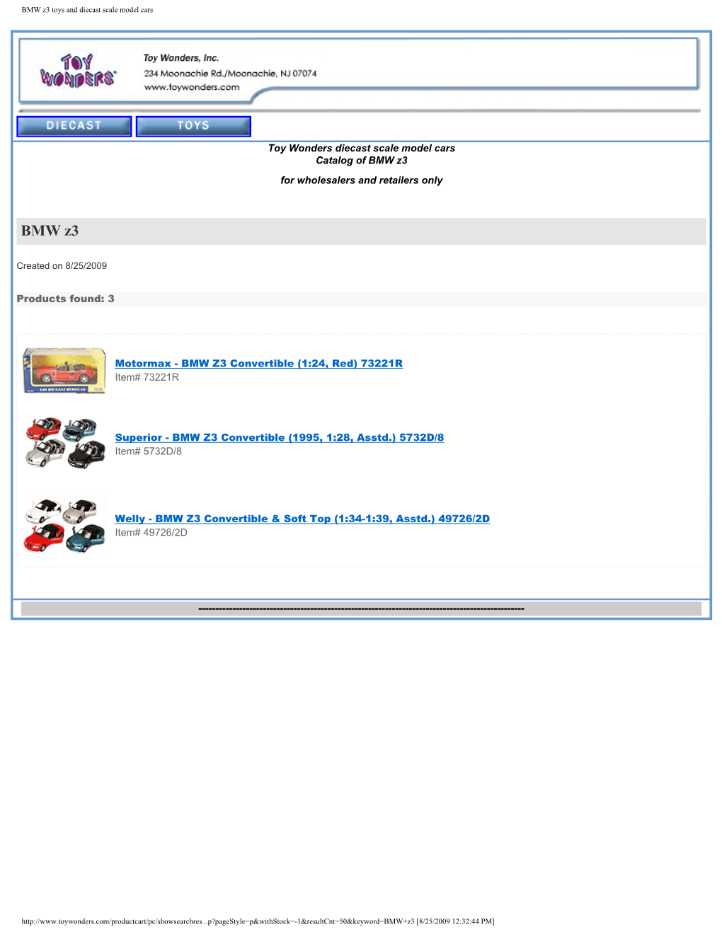 BMW Z3 Toys and Diecast Scale Model Cars